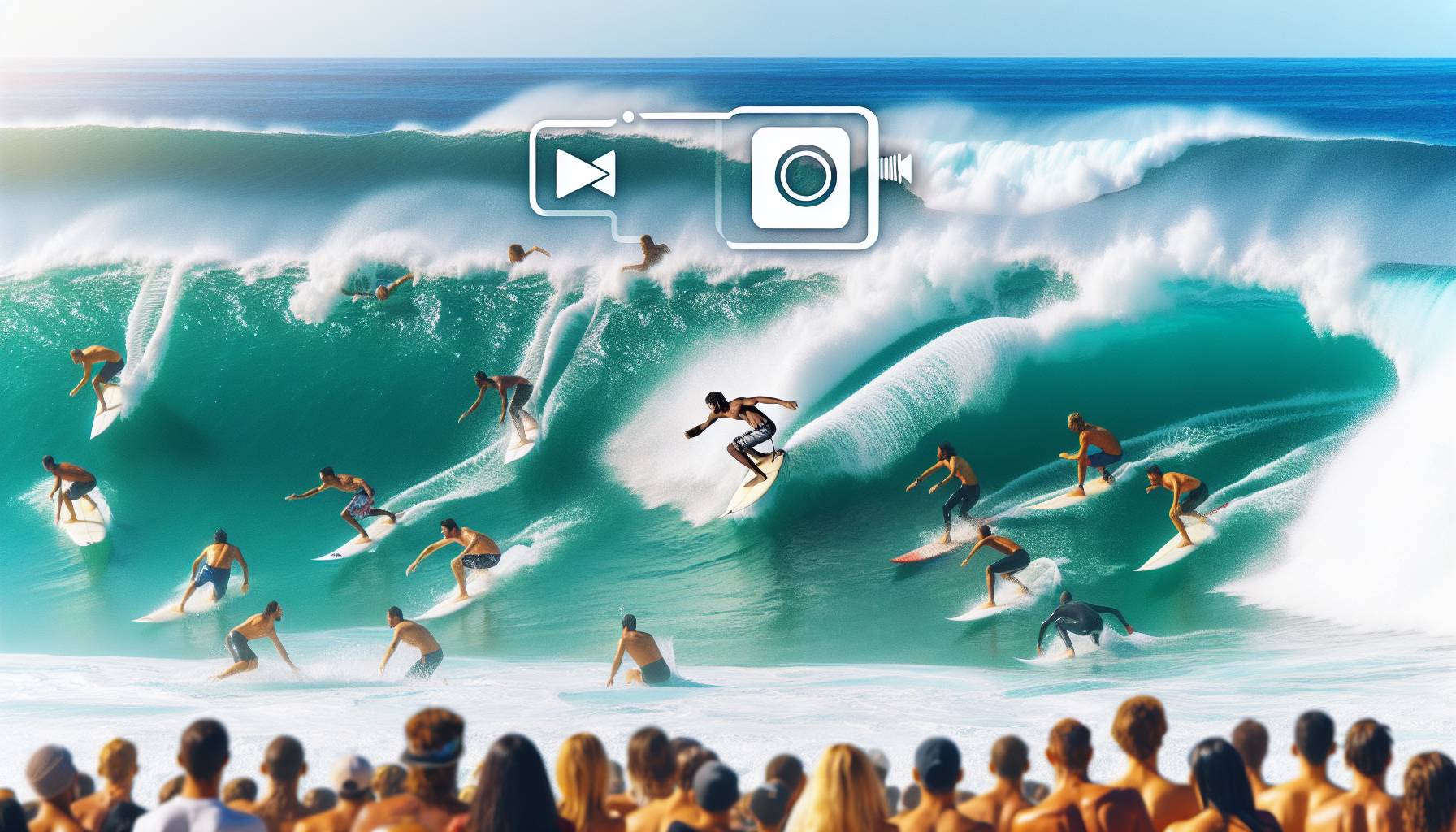 Surfer Navigates Crowded Pipeline Lineup in Epic Video