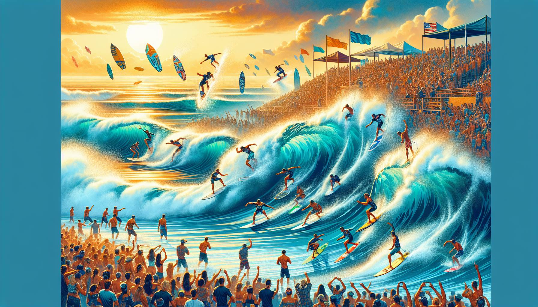 Surfers Take to the Waves at US Open of Surfing